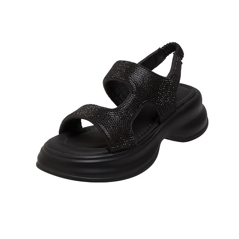 

Летние новые сандалии на толстой подошве с увеличением роста, универсальные для ношения, спортивные и для отдыха, модные сандалии со стразами высокого класса 39