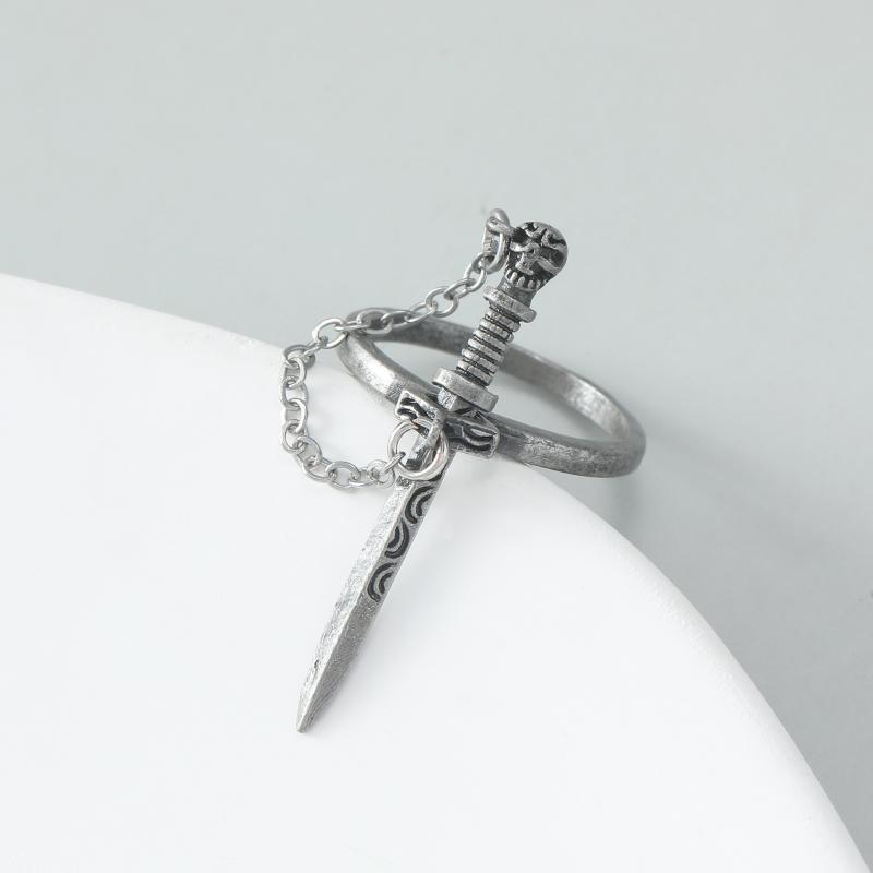2025 Punk Hip-Hop Sword Cross Rings for Women Men Unisex Skull Chain Pendant Personality Trend Ring Party Jewellery Gift