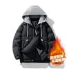 Padded-on men's hooded padded jacket fake two pieces, winter men's fashion trend high-end warm windproof jacket casual