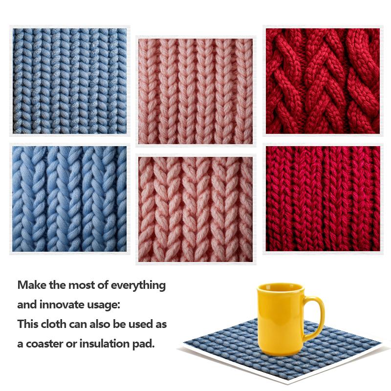 Cleaning Cloth Reusable Kitchen Dish Towels Eco-friendly Microfiber Knitted Print Dishcloths Lint Free Washable Duster Rags Tea Towels 9*7inch