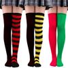 Gestreifte Strümpfe Unterschiedlich farbige Strümpfe Über das Knie Lange Socken Weihnachts-Oberschenkelhohe Strümpfe Lange Beinstrümpfe