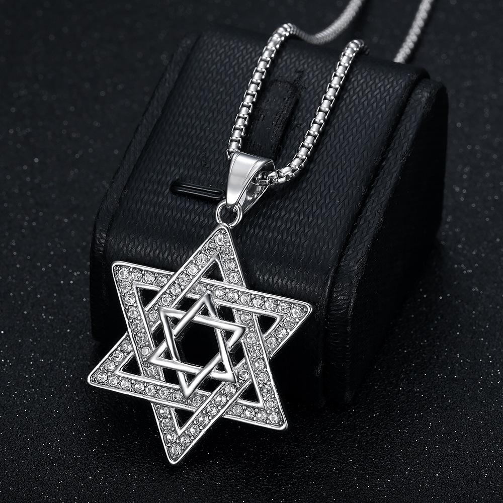 Gothic Star of David Pendant Necklace Hexagram Chain Hip Hop Jewelry Accessories