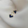 Early autumn small blue love earrings design sense simple small peach heart earrings women