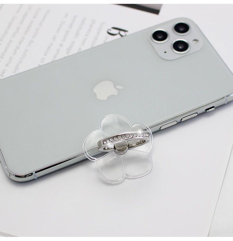 Diamond-Studded Transparent Phone Ring & Stand Holder