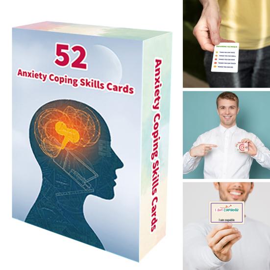52 Anxiety Coping Skills Card Planner Stress Relief Teens Adults Mental Health Therapy Mindfulness Meditation Self-Care Flashcard Tools