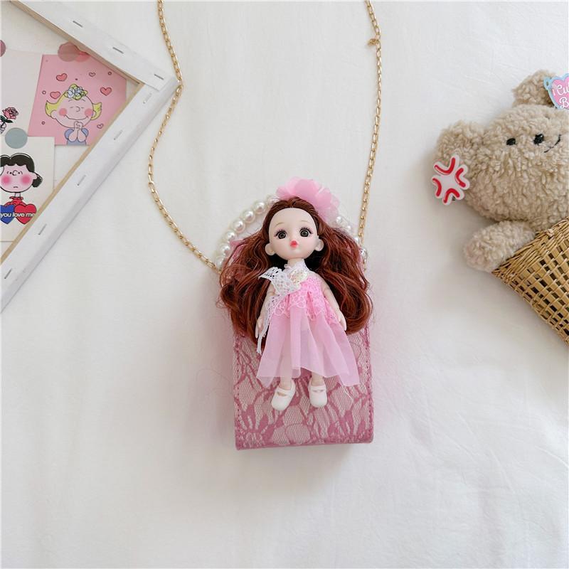 Adorable Children's Plush Doll Handbag With Fashionable Chain Strap For Girls