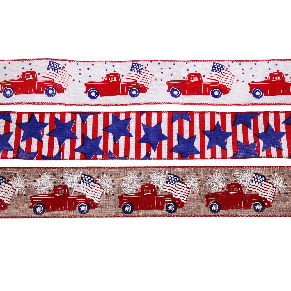 Meter 2 Festive Stars And Stripes Fabric Ribbon Ideal For July Fourth Celebrations