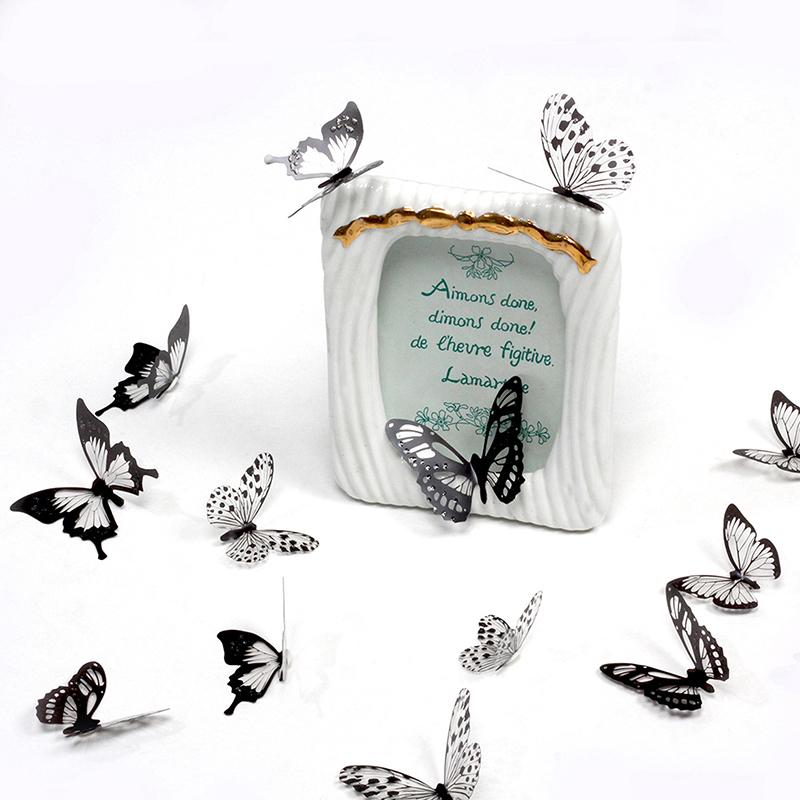 18Pcs/Set 3D Hollow Butterfly Wall Sticker Black&White Wedding Decoration Living Room Home Decor Butterflies Decal Stickers