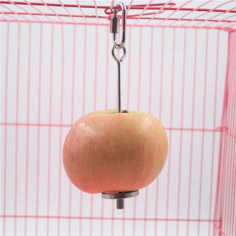 Bird Food Holder Cage Feeder Toy Parrot Stainless Steel Food Bowl Hanging Skewer for Fruit Treat for Lovebird Conure