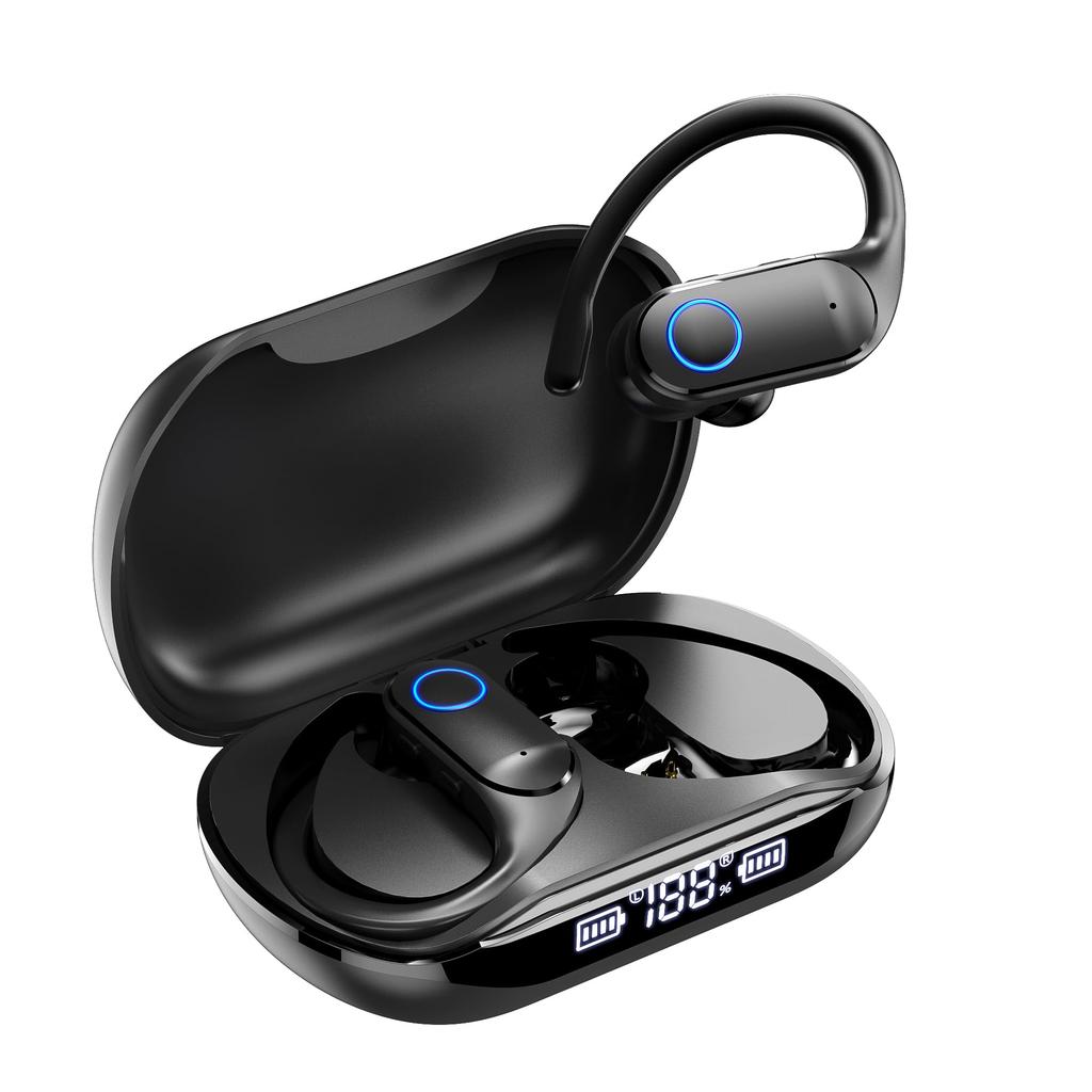 Bluetooth Wireless Earphones with Ear Cuff Earhook 6 Silicone 80 Hours of Music 2025 Latest Bluetooth IPX7 Waterproof and Sound Leakage OWS Bluetooth