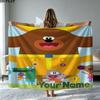 1PC Hey Duggee Custom Name Patterned Flannel Blanket Suitable For All Seasons for Home Decor Warmth and Comfort Gifts Holiday Present