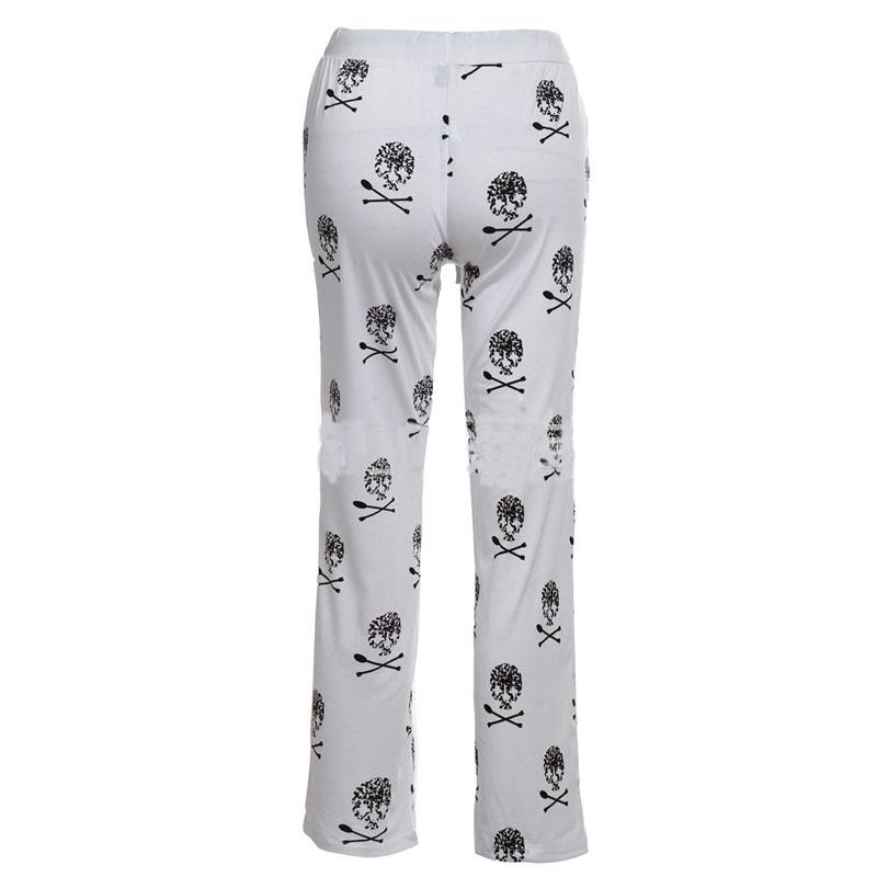 Women Fashion Lacing Skulls Printed Elastic Wide Leg Pants Plus Size 5xl Casual Trousers