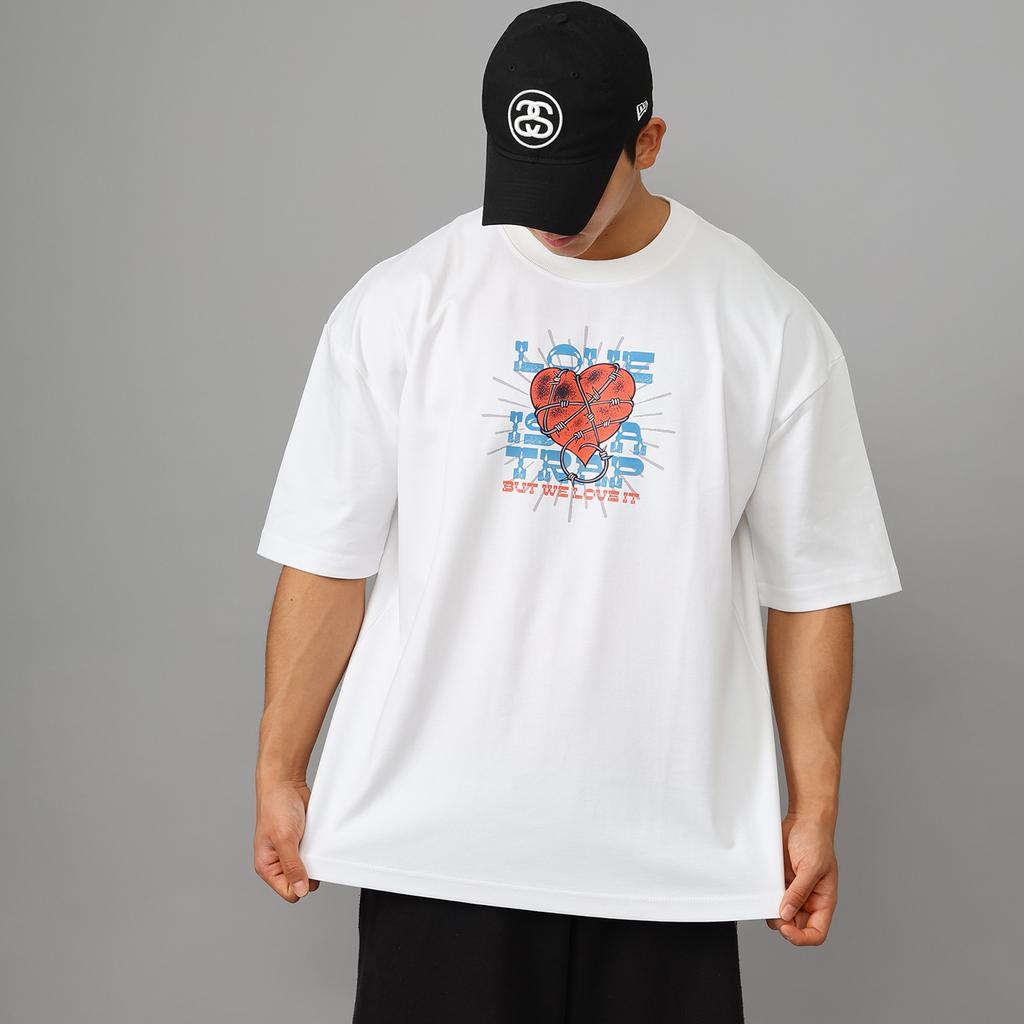 Seutailligseu Love Trap Pure Cotton Oversized Short Sleeve T-Shirt 4 Colors