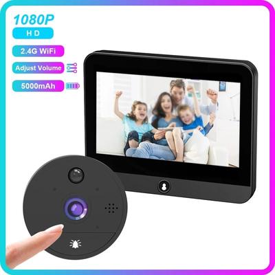 Smart Home Tuya WiFi Peephole Doorbell S52 Small Camera 1080P 4.3Inch PIR Motion Detection Digital Door Viewer One Way Talk