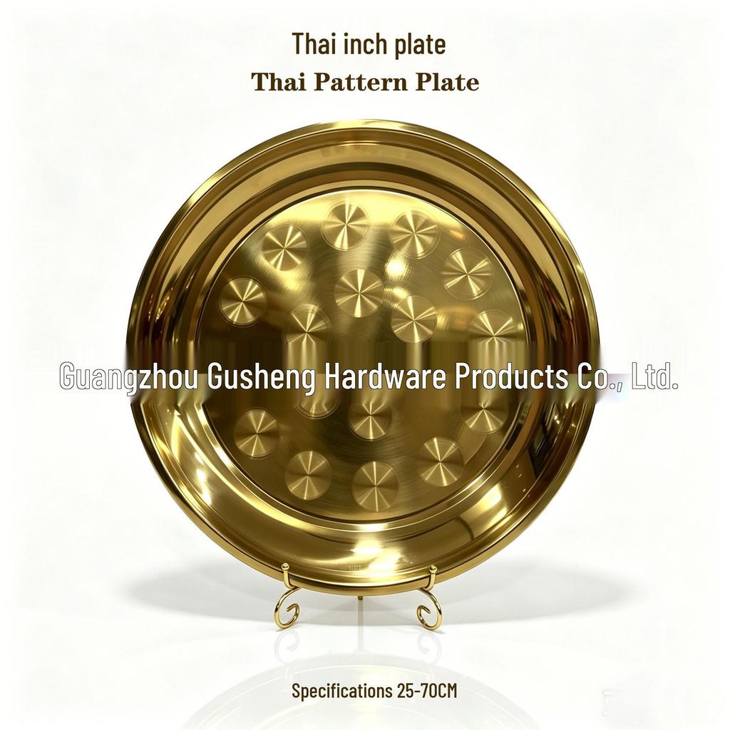 Stainless Steel Thai Style Round Plate for Steak, Pasta, Dumplings, and More