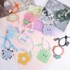 Acrylic Flower Small Mirror Cartoon Keychain Little Bear Cosmetics Keyring  Bag Accessories