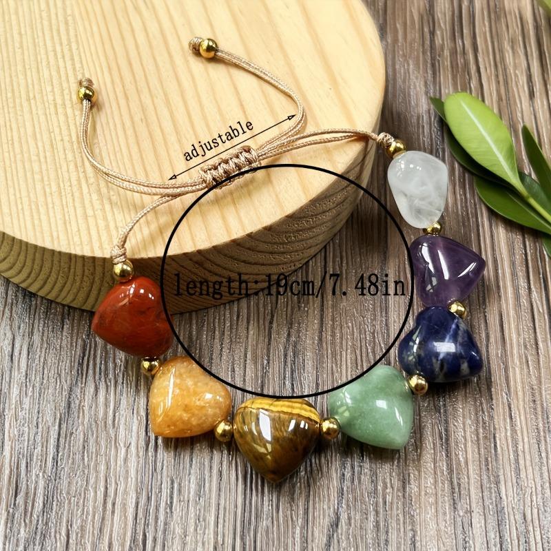 1 Stück Naturstein-Kristall, herzförmiges buntes Stein-Webarmband, Natur-Schmuckarmband.