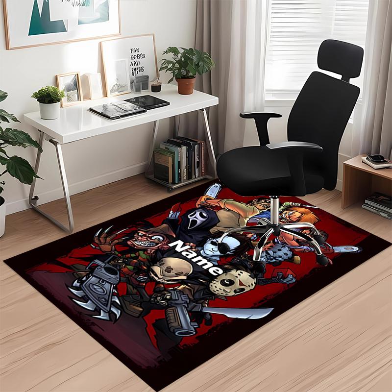 Benutzerdefinierter Name Halloween Horror Bedruckter Teppich, für Bürostuhl Wohnzimmer Schlafzimmer Küchenraum Dekor Geschenke.
