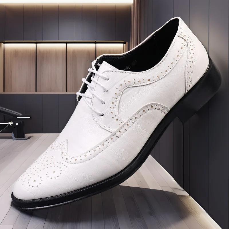 Fashion Men's Classic Retro Shoes Mens Lace-Up Business Leather Shoes Dress Office Flats Men Wedding Party Oxfords Work Footwear Hombres