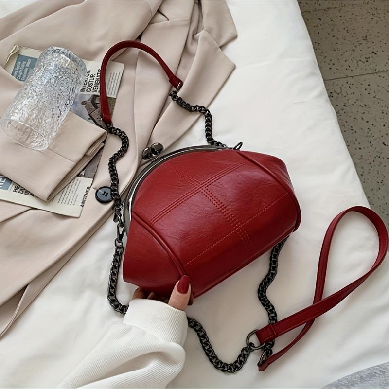 

Винтажная серебристая металлическая застежка, цепочка, сумка кроссбоди, ПУ кожа, наплечная сумка для женщин 18*10*19cm красный