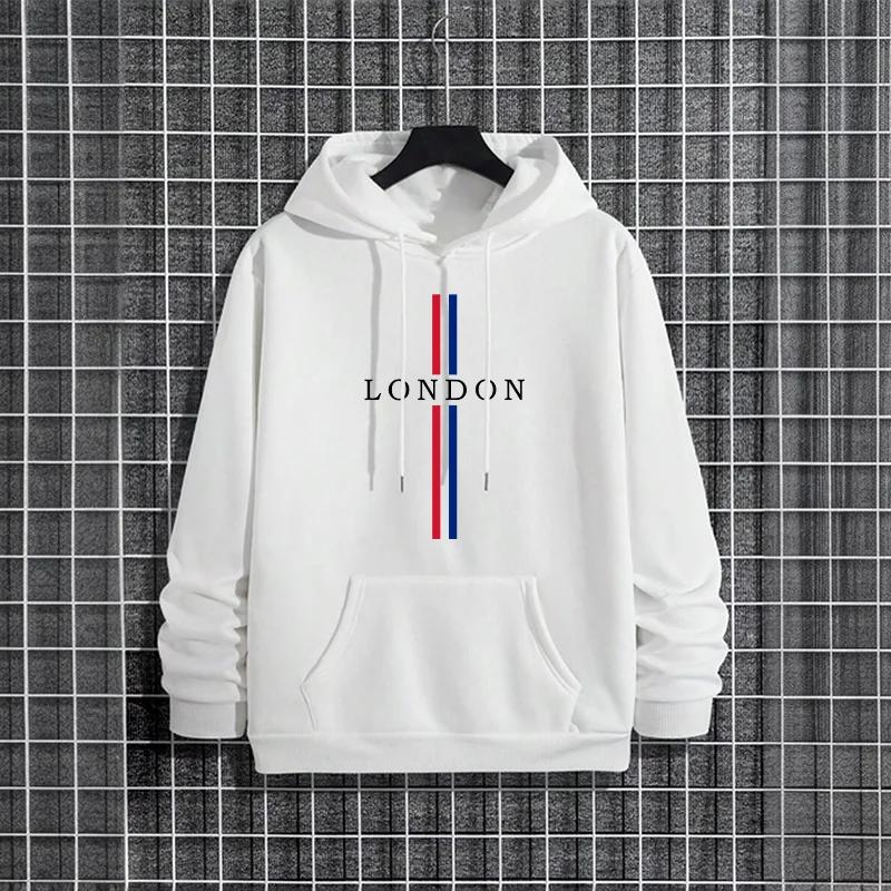 Male Trendy Casual Street Style Hoody Outerwear Latest 2025 Men Hoodie Urban Streetwear Fashion London Printed Hooded Sweatshirt