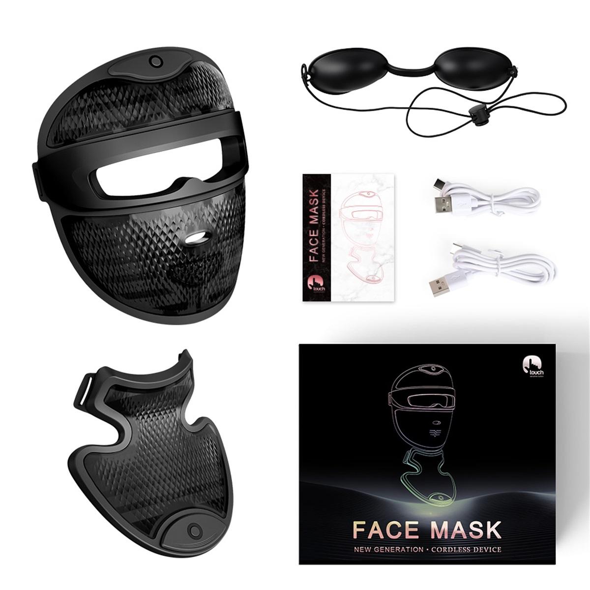 7 Colors Photon Face And Neck LED Mask 3D Facial Beauty Mask Red Light Therapy Skin Care Repair Skin Brightening Wireless Use Black