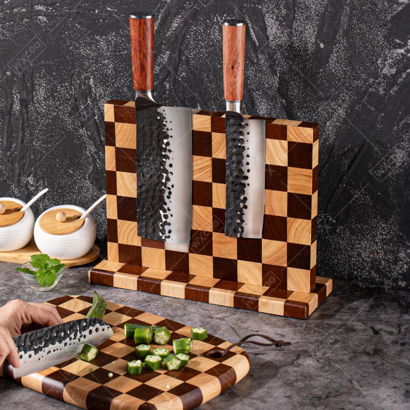 Acacia Wooden Magnetic Knife Block Holder Home Kitchen Magnetic Stands with Strong Enhanced Multifunctional Storage Knife Holder