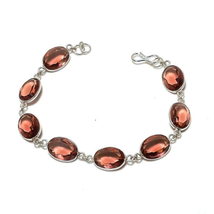 

Подарочный браслет ручной работы из стерлингового серебра 925 пробы с натуральным морганитом 7-8 дюймов b6B19