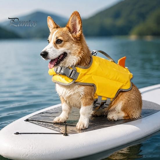 Lightweight Canine Float Coat Dog Life Jacket, High Buoyancy Pet Swim Vest with Chin Rest And Rescue Adjustable Water Safety Gear Handle, Jacket