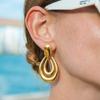 European-American Stainless Steel Double Heart Stud Earrings - Simple, Luxurious, Exaggerated, High-end Design