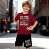 Boys 2 Piece Vintage-style Outfit, Short Sleeve T-Shirt and Shorts Set for Kids Age 5-14, Black and White Sporty Casual Summer Clothes