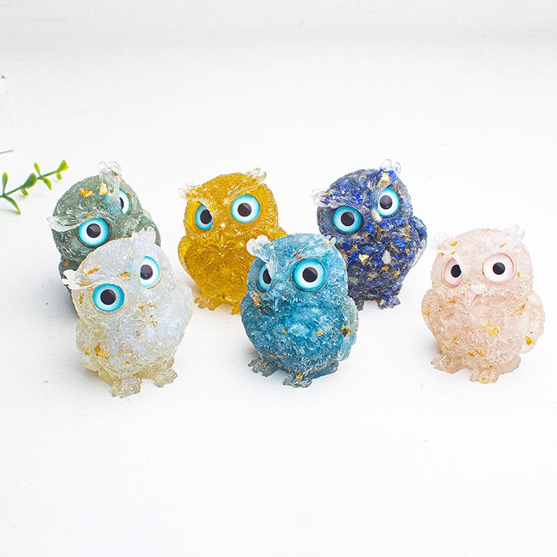 1Pc Natural  Cute Animal Image Macadam Drip Glue Owl Household Supplies Desktop Ornament