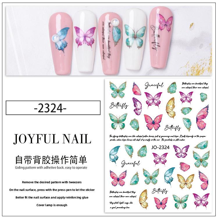 Butterfly Nail Stickers Colorful Butterflies Self Adhesive Transfer Sliders Wraps Manicures Foils DIY Decorations,Nail Art Tool