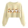 Women's Fashion Halloween Printed Navel-Exposed Long Sleeve Pullover Sweatshirt