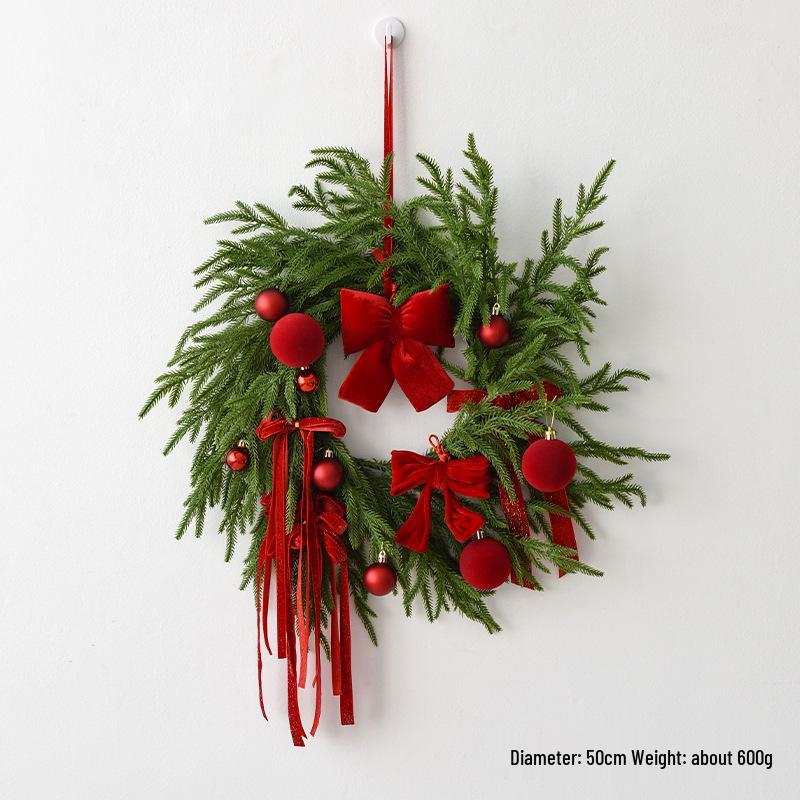 NUCHI Christmas Flower Wreath with PE Soft Rubber Ornaments - Festive Hanging Vine Decoration
