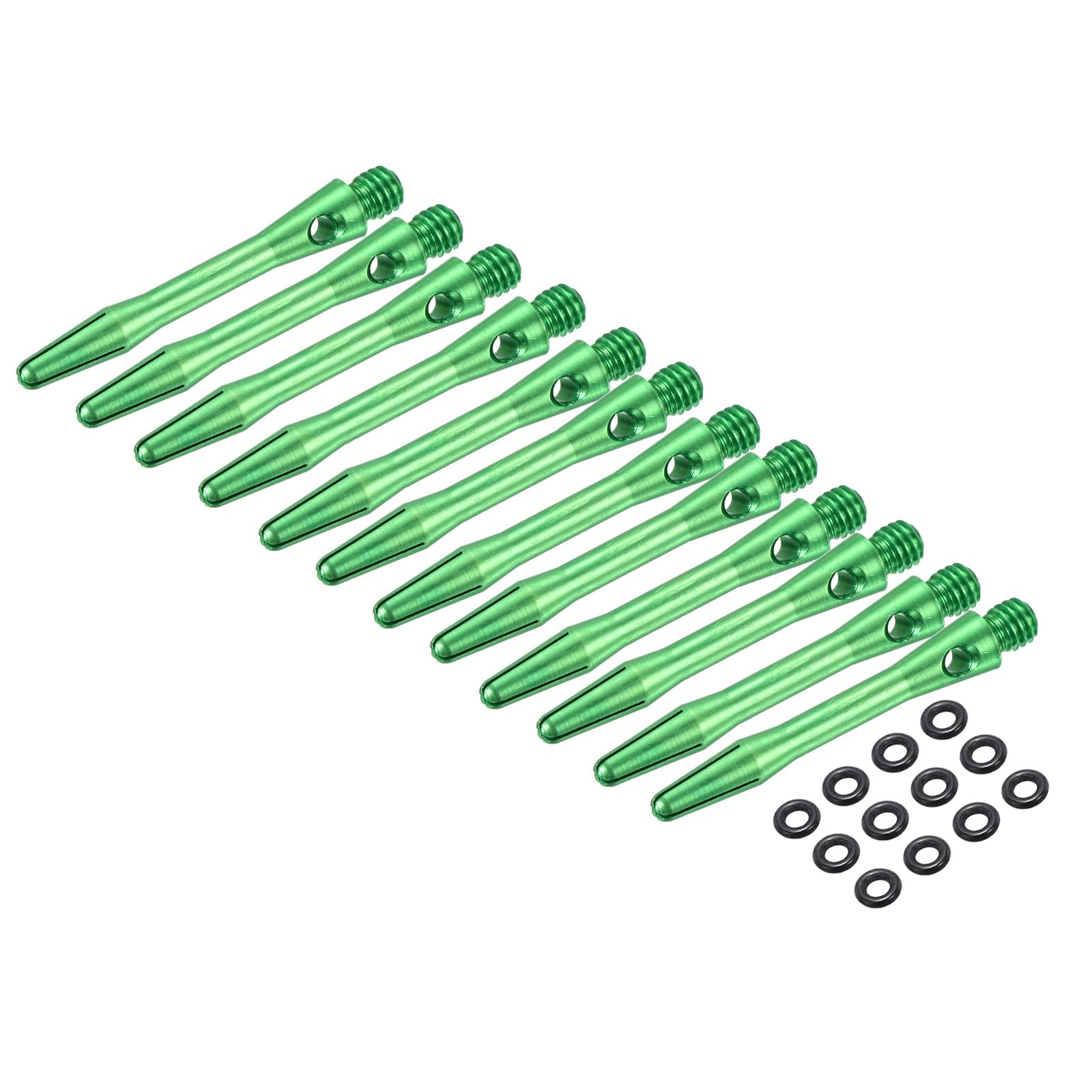 PATIKIL Aluminum Dart Shafts 35mm, 12pcs 2BA Thread Dart Stems Replacement Accessories with Rubber Rings for Steel Tip, green зелёный
