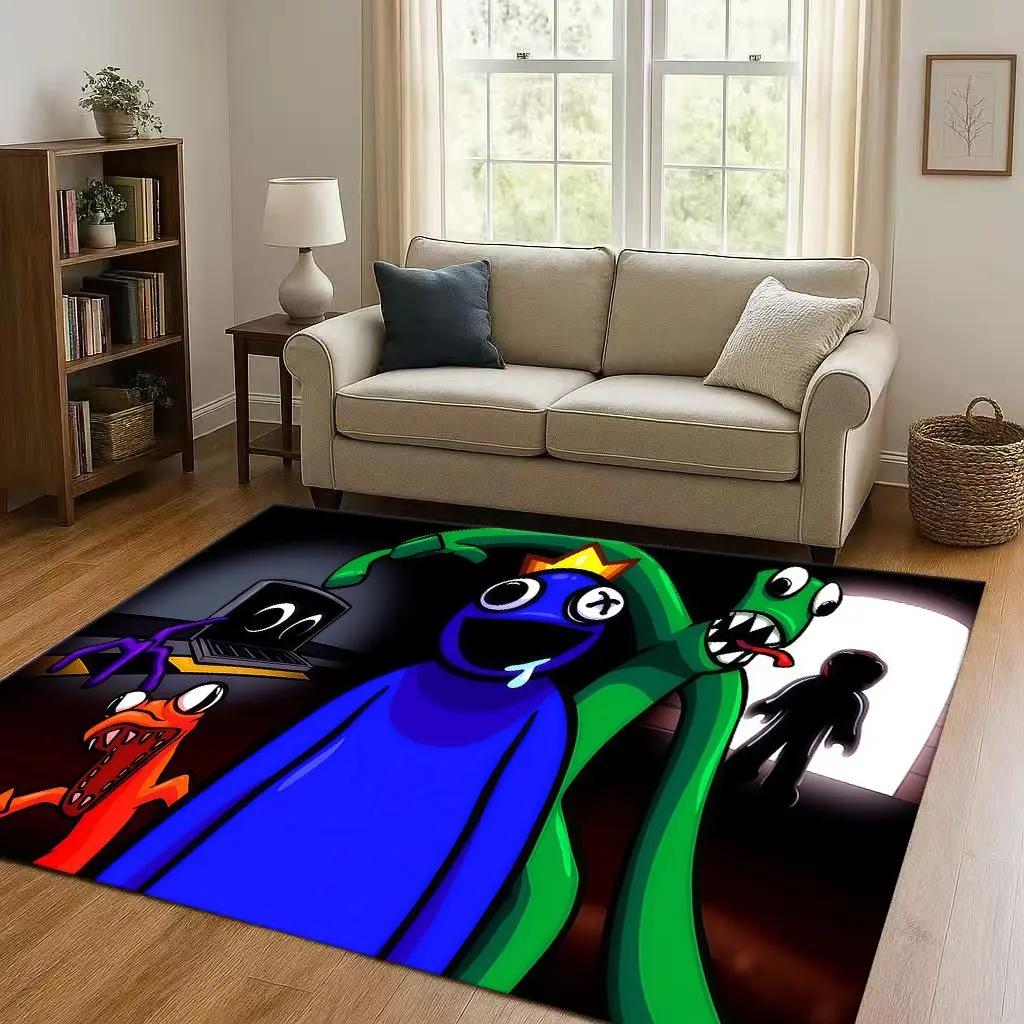 HD R-Rainbow Friends Game Cartoon Living Room Non-Slip Area Rug Carpet for Bedroom Playroom Sofa,Easy Clean Home Decor Doormat
