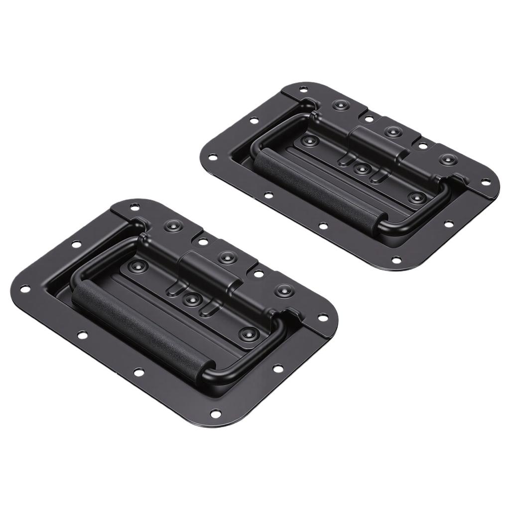 2PCS Recessed Spring Loaded Speaker Case Handles with Rubber Grip Stainless Steel for RV Yacht Flightcase PA Speaker Box