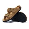 Fashion Matte Leather Summer Men's Cork Slippers Outdoor Couple Flat Bottomed Anti Slip Beach Sandals