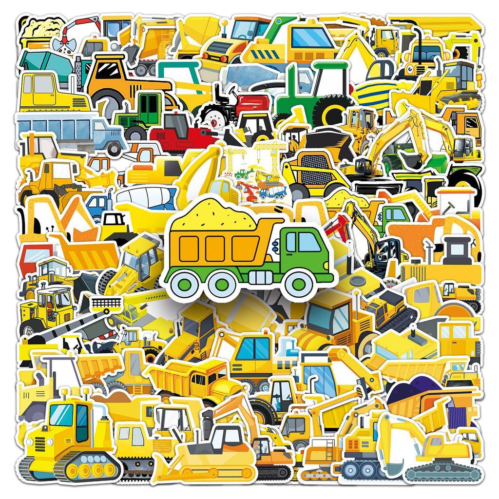 100 Pieces of Engineering Car Graffiti Stickers Personalized Cartoon Decorative Water Cup Mobile Phone Case Notebook Stickers