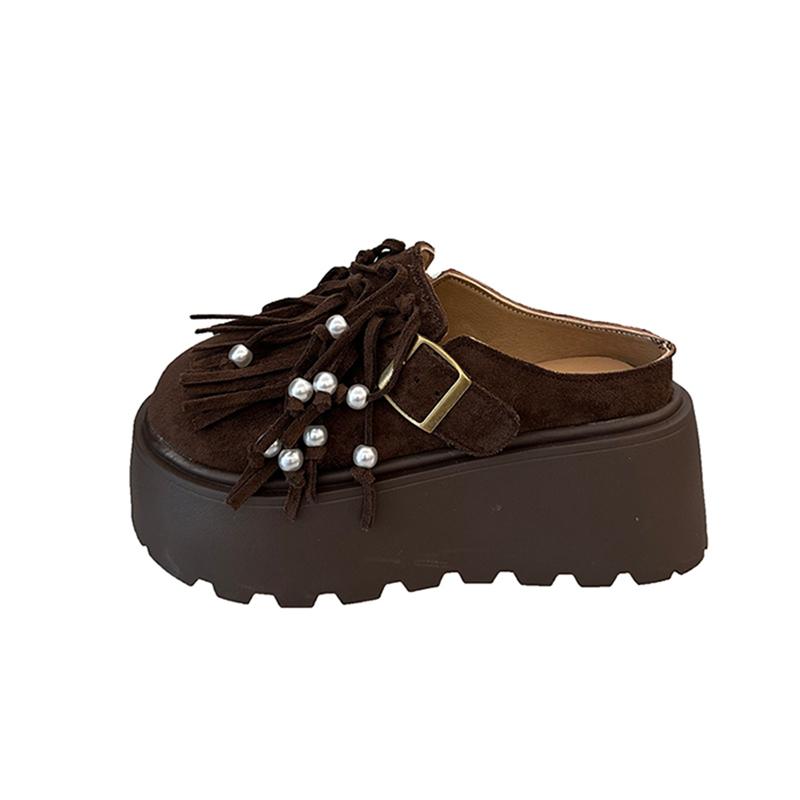 Mode Plattforms Damtofflor Flats Designer Mules Skor Casual Sandaler Höst Kvinna 2025 Trend Slingback Klänning Mode Mujer Skor