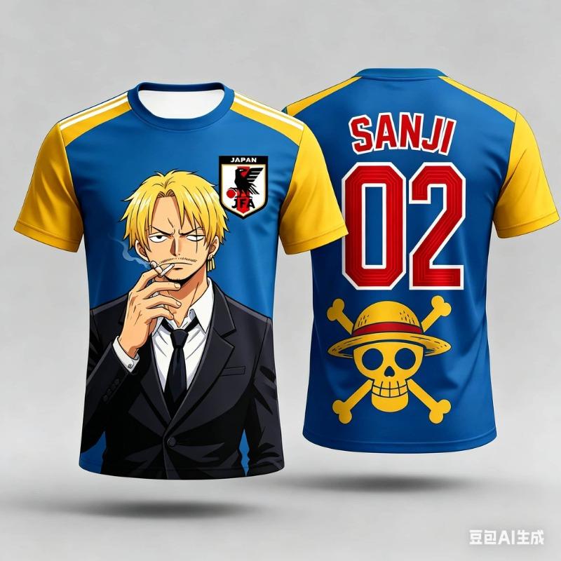 2026 Summer Japan One Piece Luffy Football Jersey Men T-shirt Football Special Jersey Adult Family Matching Quick-Drying T-shirt