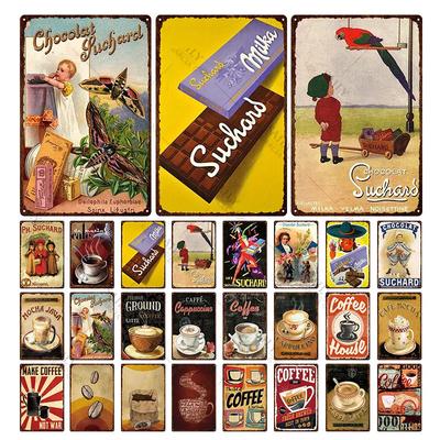 Vintage Chocolate Poster Candy Metal Sign Advertisement Wall Bar Home Art Kitchen Shop Retro Decor Metal Wall Mural Decoration