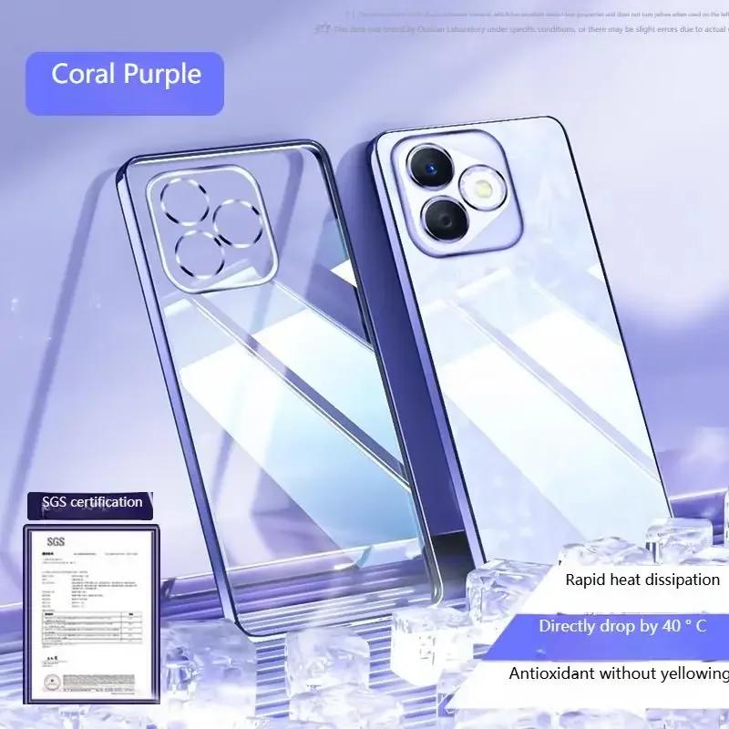 

Мягкий чехол с металлической рамкой для Honor 400 Lite Honor400lite, противоударный гальванизированный силиконовый бампер TPU для телефона Honor X8C For Honor 400 Lite розовый