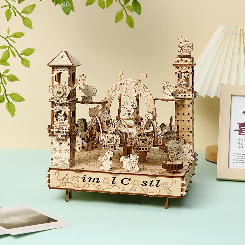 Animal Party Wooden Jigsaw Puzzle Educational Toy and Indoor Ornament for Kids