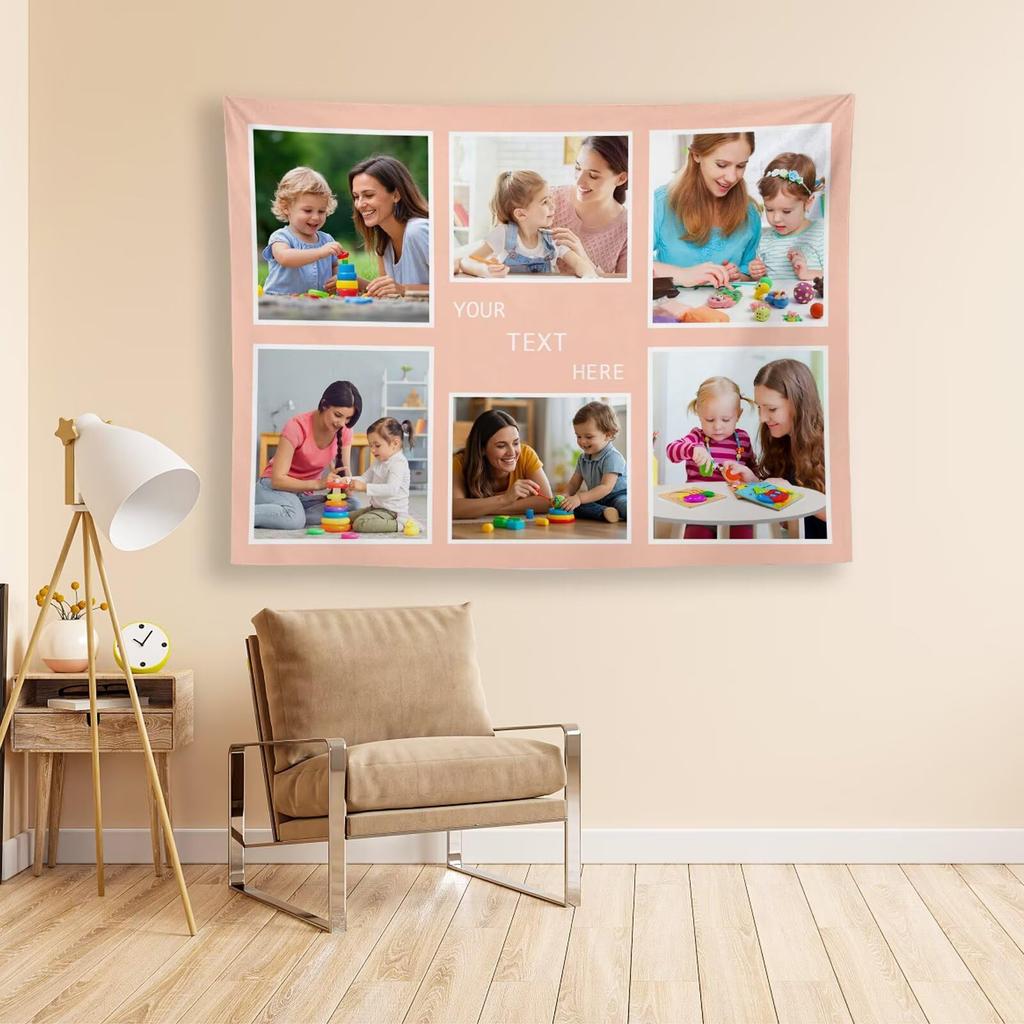 Custom Tapestry Upload Images/Text Customized Tapestry Wall Hanging Backdrop for Bedroom Dorm Wedding Multiple Sizes