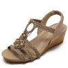Women Wedge Sandals Summer Travel Vacation Vintage Woven Beaded Roman Shoes Comfortable Platform