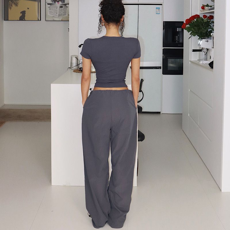 Akiyo Studio Summer New Drawstring Large Pocket Loose Casual Straight Overalls Trousers