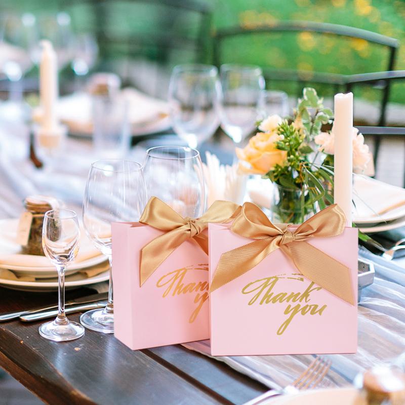 24Pcs Thank You Gift Bags Wedding Favors for Guests Cookie Candy Packaging Box Kids Birthday Party Baby Shower Decor Supplies