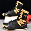 Professional Lightweight Anti Slip Wrestling Training Shoes, High-quality Black Gold Combat Gym Boxing Shoes, Sizes 39-46